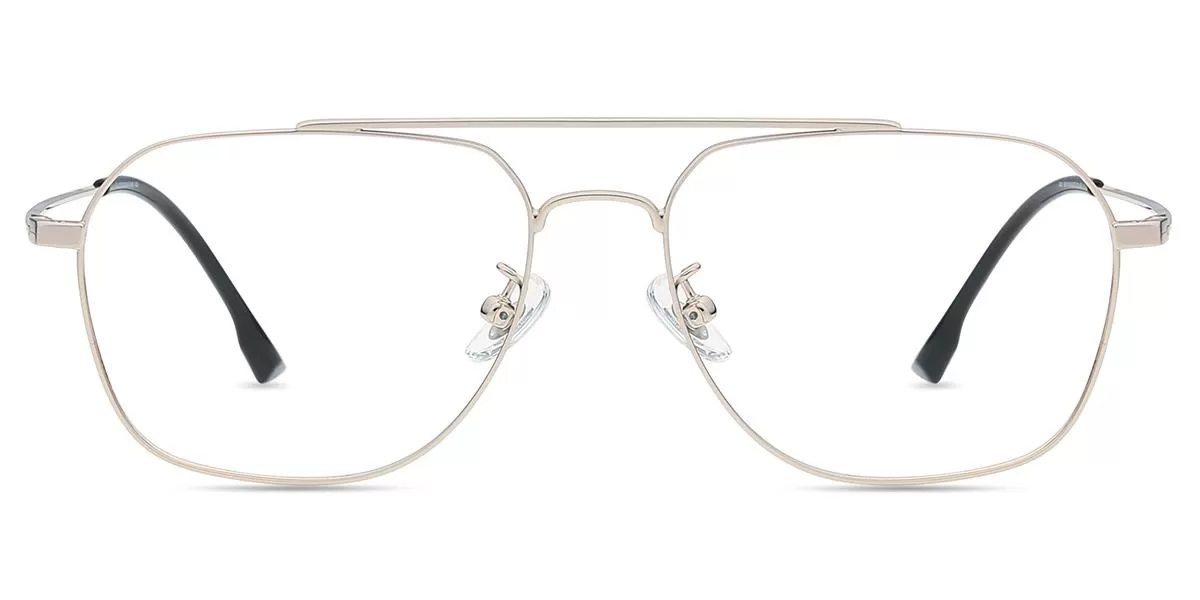 Unisex Silver Full-rim Titanium Aviator Eyeglasses E131 - KZFOO Glasses