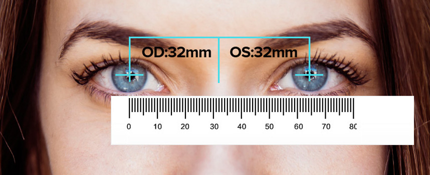 Look straight ahead and read the millimeter line that matches up with the center of your right pupil. This number represents your single PD in millimeters.