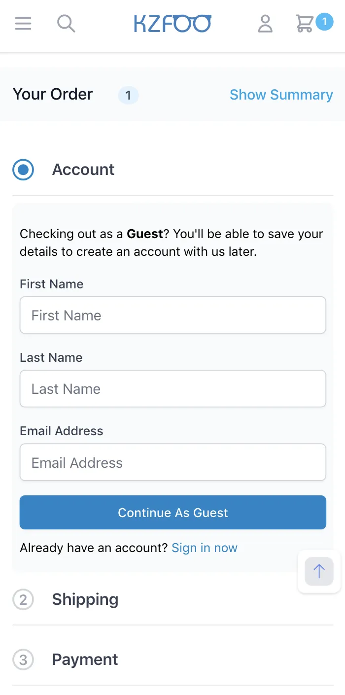 Sign in or Continue as Guest.