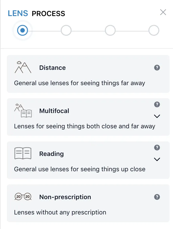 Select the usage requirement of your glasses.