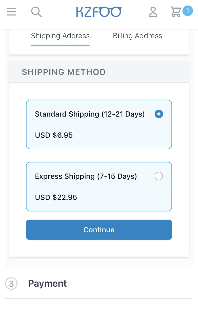 select shipping method